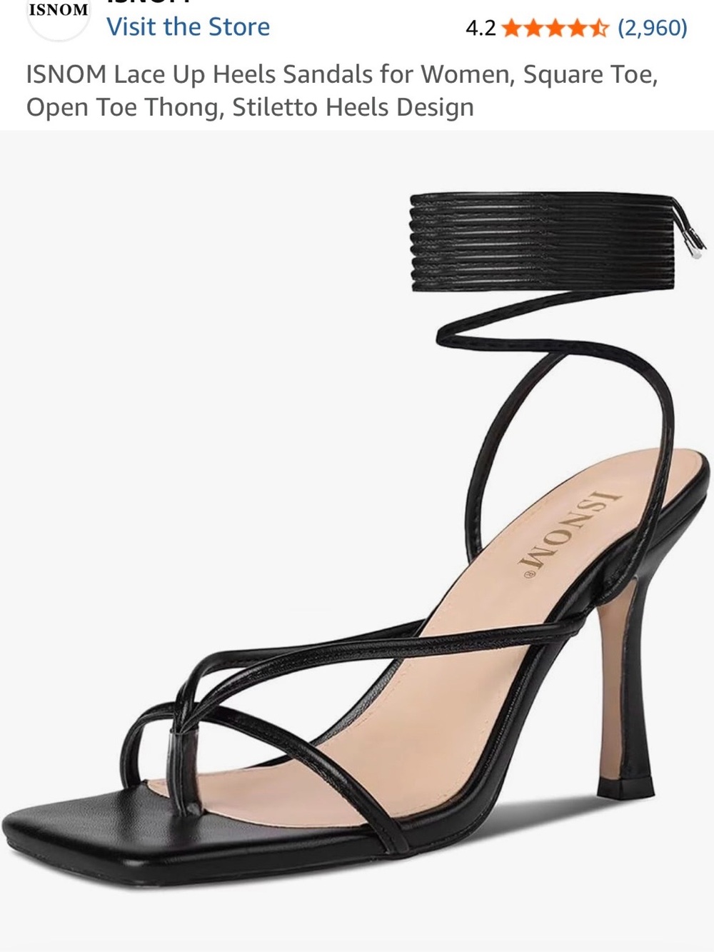 Insom Black Lace-Up Strappy Stiletto Sandals for Women NWT